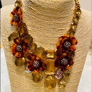 J Crew Tortoise Flower & Crystal Statement